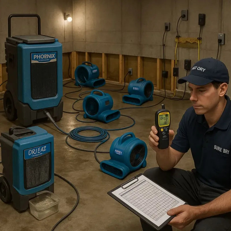 Structural Drying and Dehumidification process in Marshfield, MA